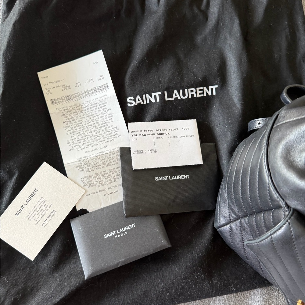 Saint Laurent Black Chevron Quilted Leather Backpack with Subtle YSL Hardware - Picture 2 of 10